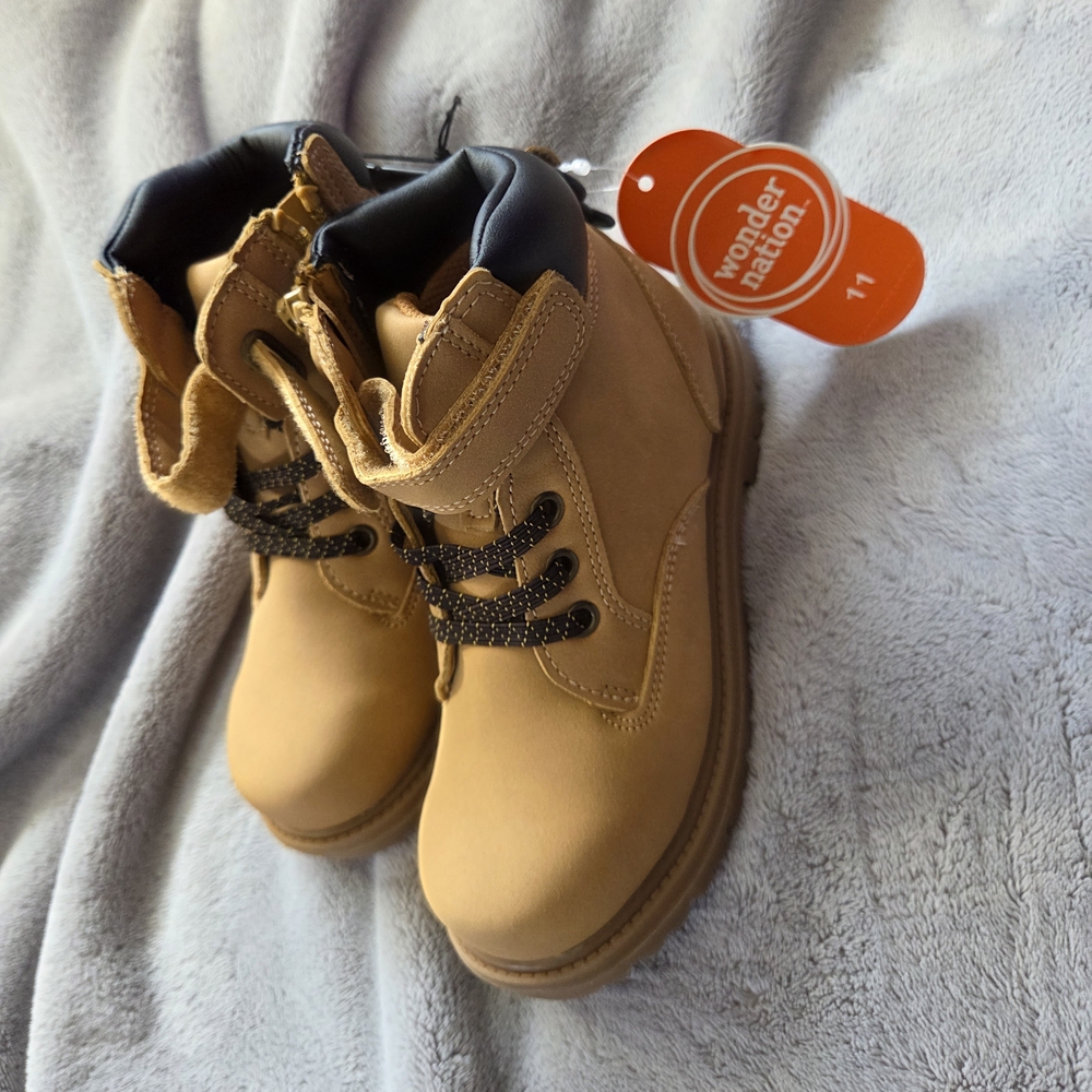 wonder nation Kids' Wheat/Tan Lace-Up Ankle Boots